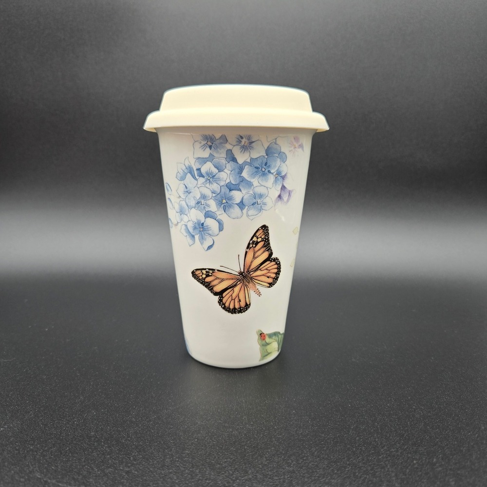Lenox Butterfly Meadow Thermal Travel Mug 10oz Butterfly Floral Cottagecore
